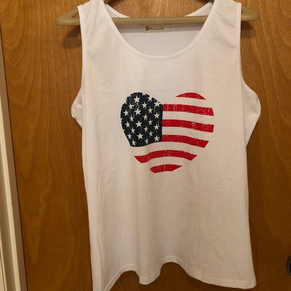 White Stars and Stripes Graphic Tee Tank Top - Picture 3 of 6